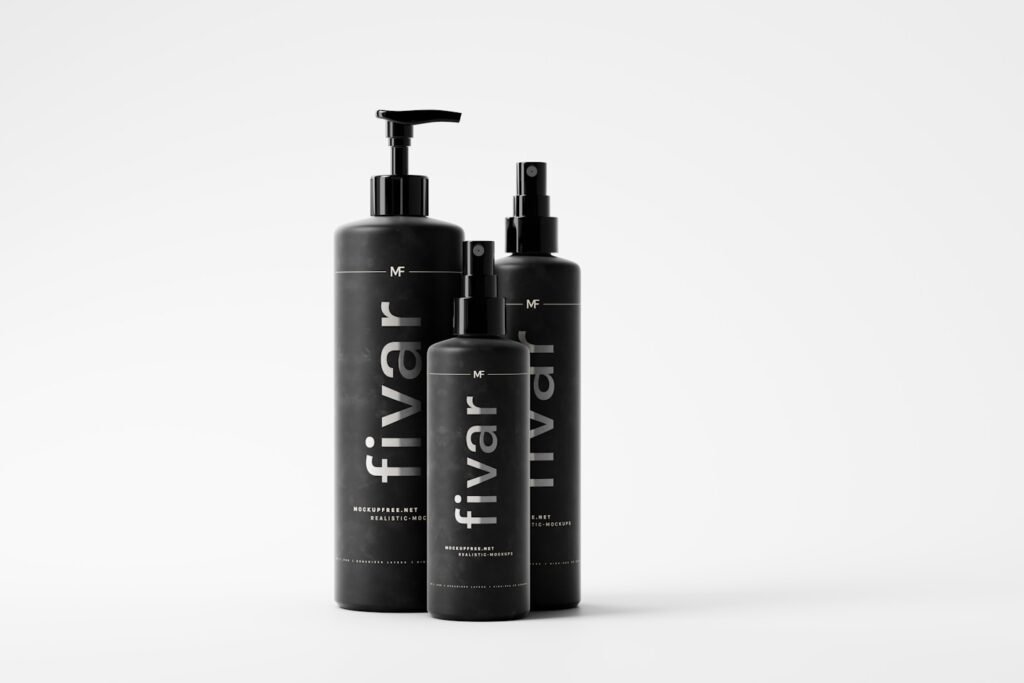 Fivar - Tri-Bottle Cosmetic Mockup Collection Download this mockup for free from Mockup Free: https://mockupfree.net